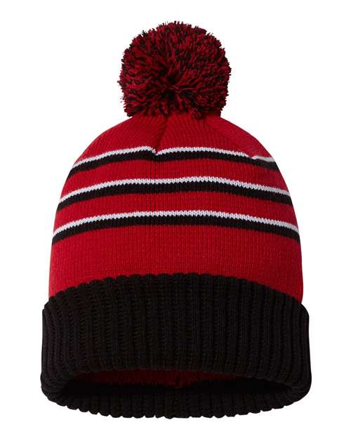 RICHARDSON STRIPE POM CUFFED BEANIE