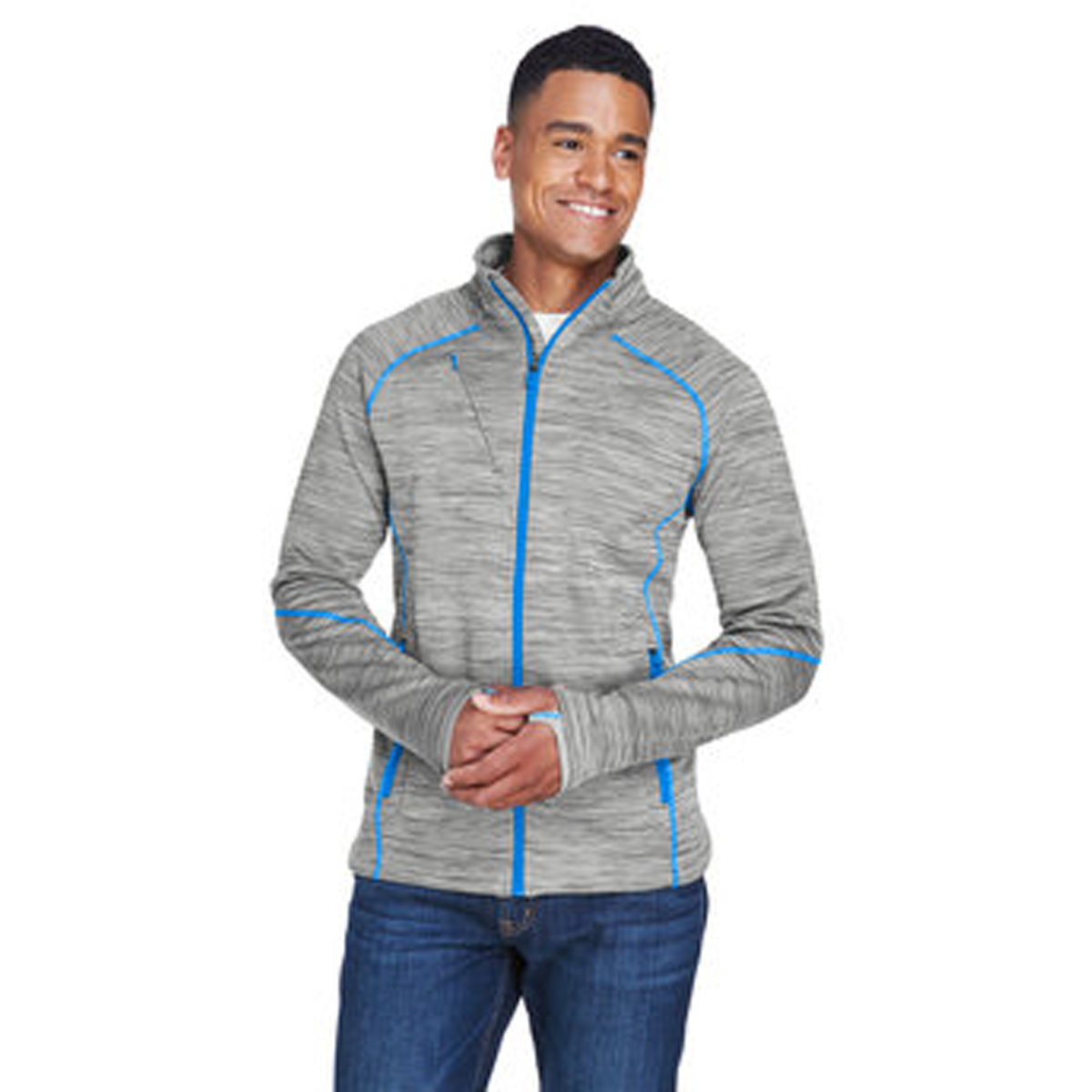 NORTH END MEN'S FLUX MELANGE BONDED FLEECE JACKET