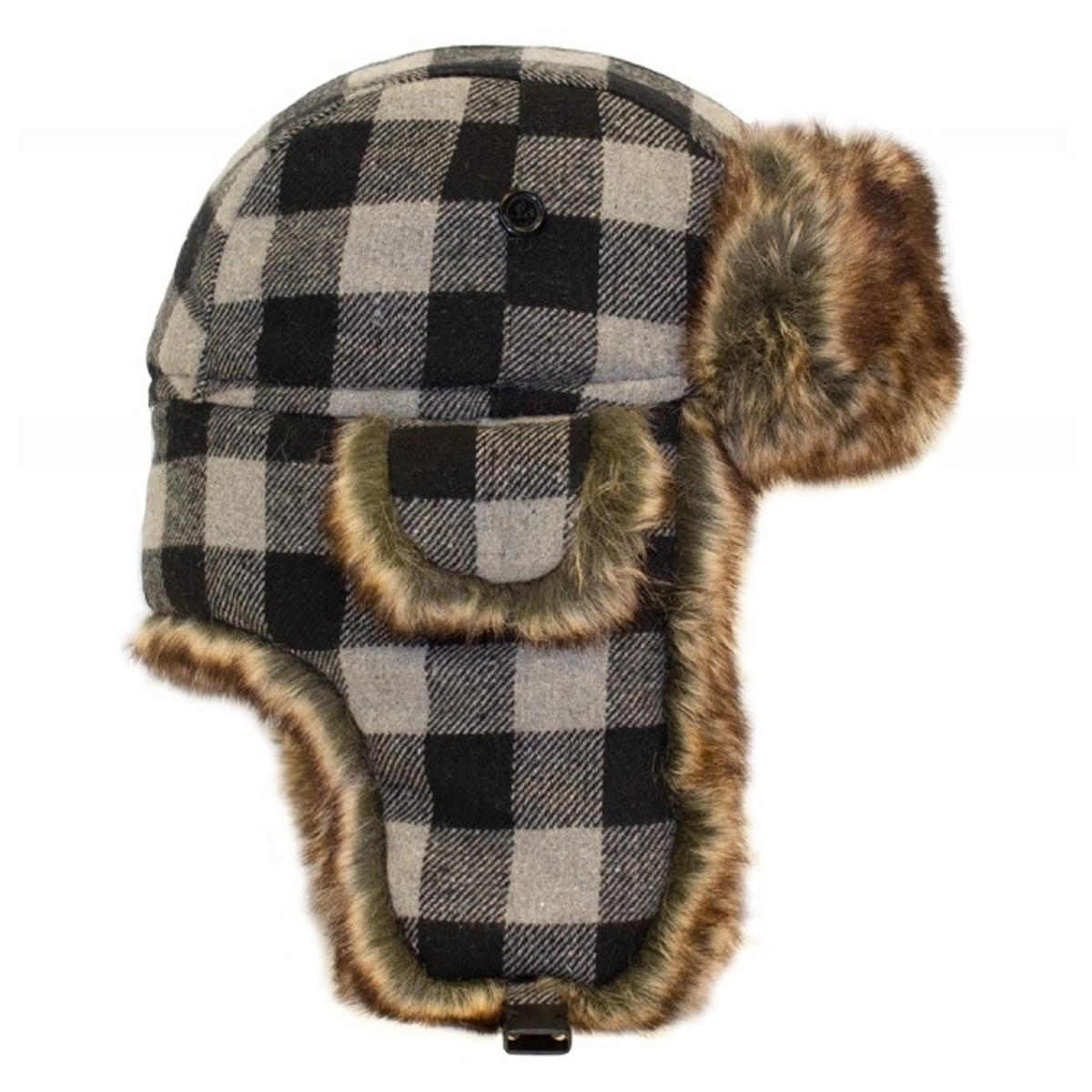 WHITERIDGE FUR TRAPPER PLAID TOQUE