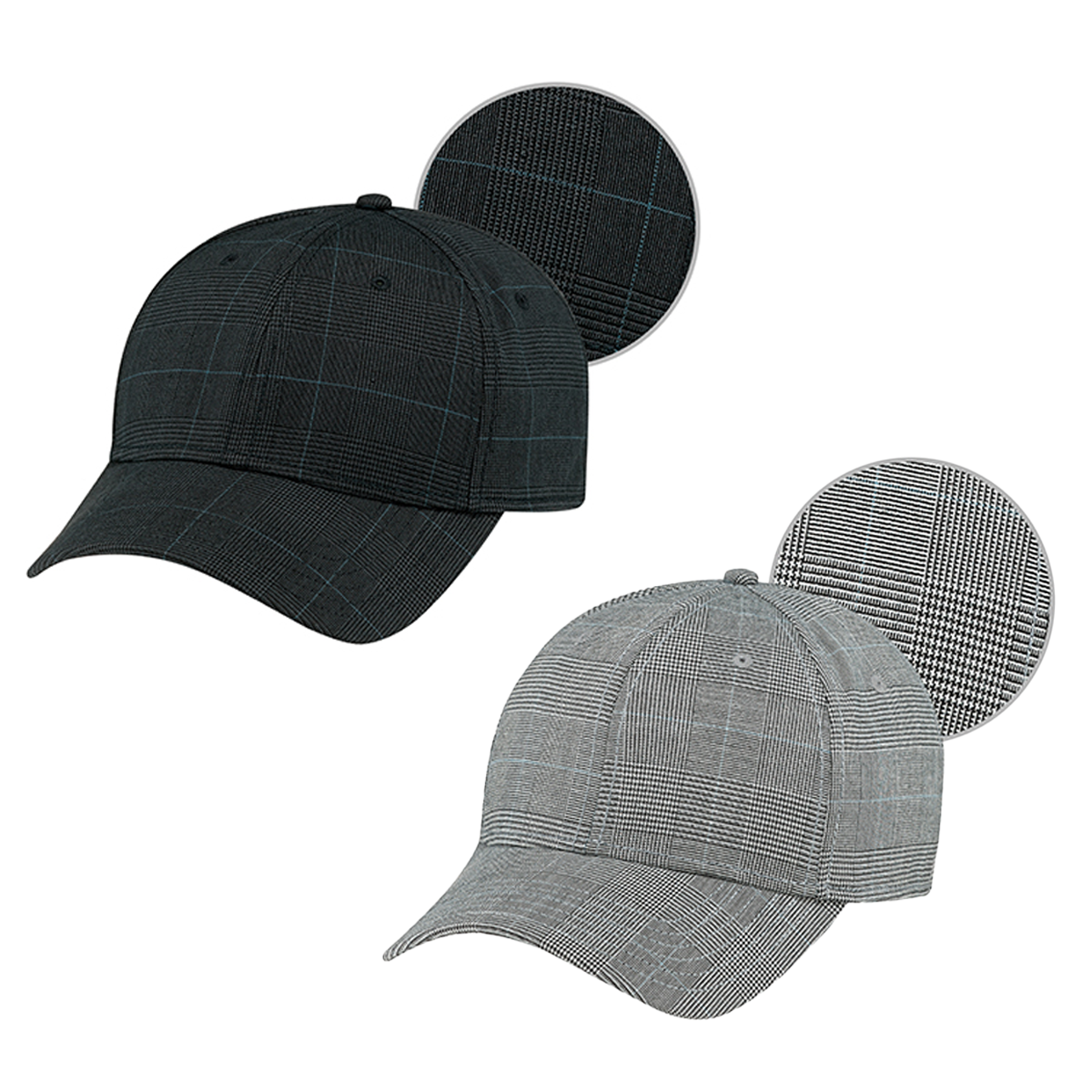 AJM 6-PANEL POLY PLAID & SPANDEX CONTOUR HAT