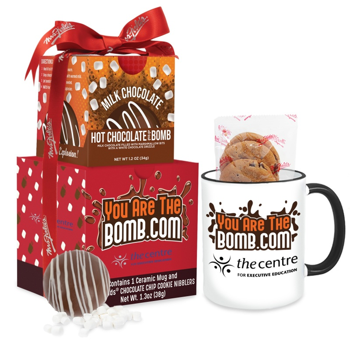 MRS.FIELDS MUG, COOKIES & HOT CHOCOLATE BOMB GIFT SET