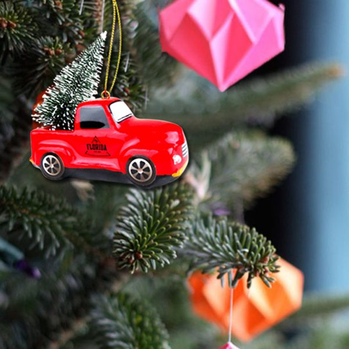 SHATTERPROOF 3D RED TRUCK ORNAMENT