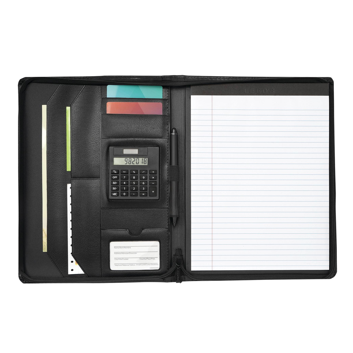 MANCHESTER ZIPPERED PADFOLIO WITH MIX PAPER