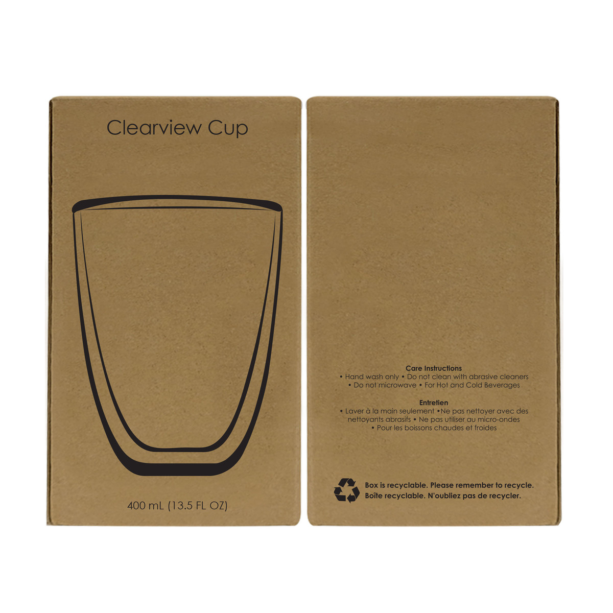 CLEARVIEW BOROSILICATE GLASS CUP 13.5oz