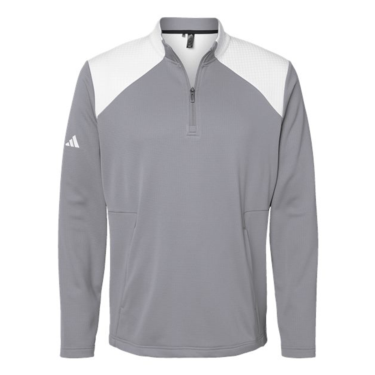 ADIDAS MEN'S TEXTURED MIX MEDIA QUARTER-ZIP PULLOVER