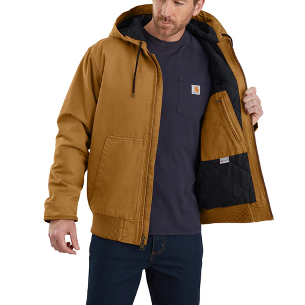 CARHARTT LOOSE FIT WASHED DUCK QUILT LINED ACTIVE JACKET