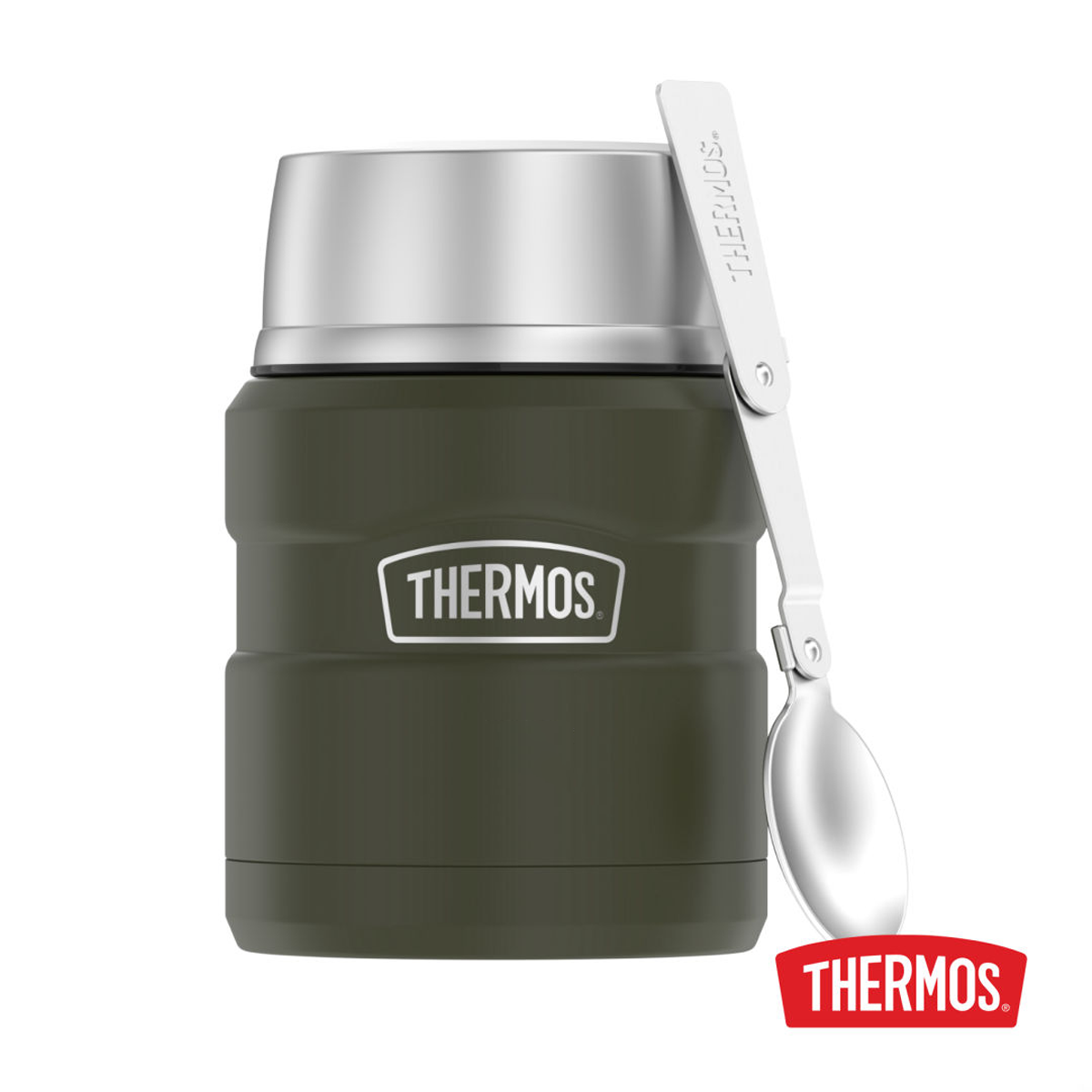 THERMOS KING SS FOOD JAR WITH FOLDING SPOON 16oz