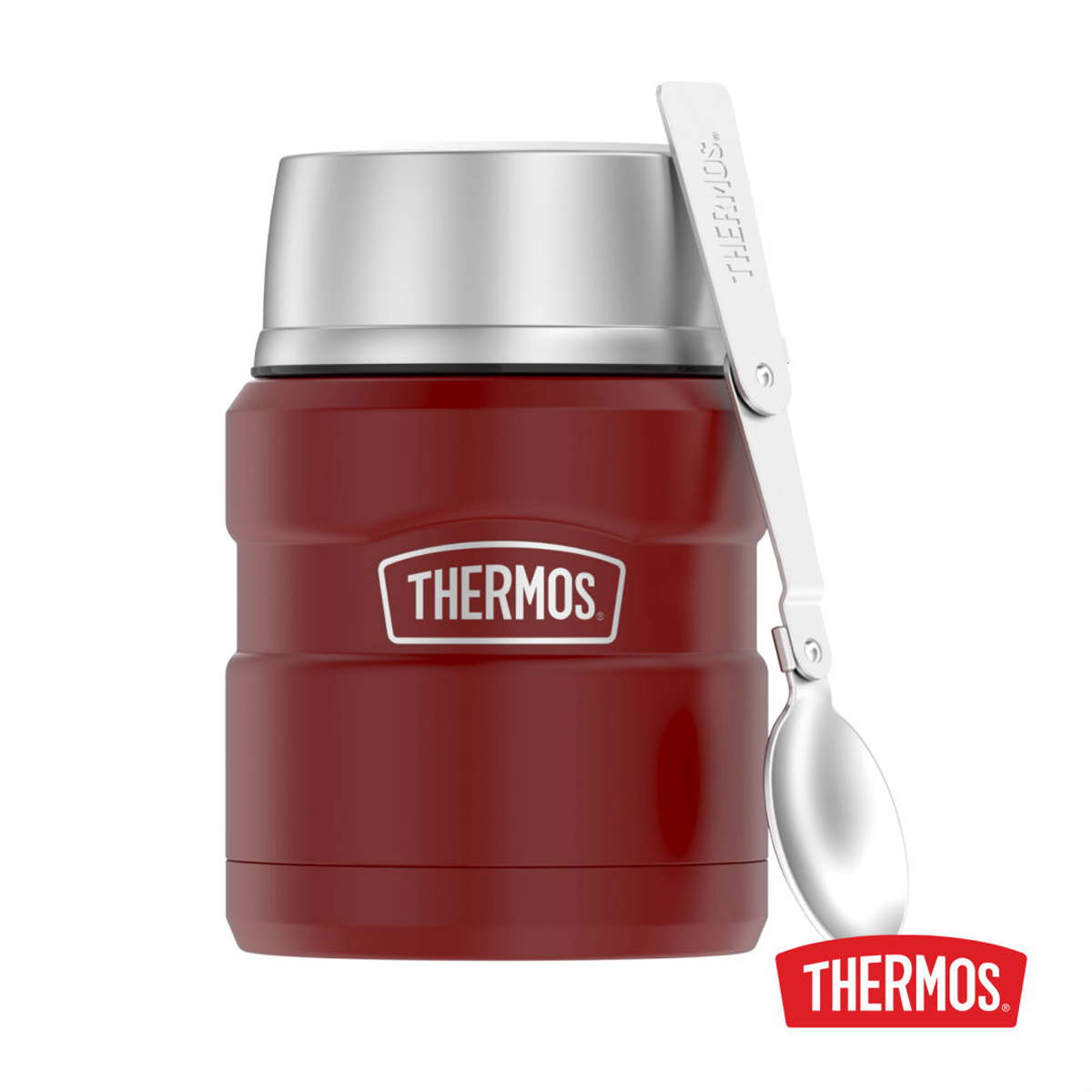 THERMOS KING SS FOOD JAR WITH FOLDING SPOON 16oz