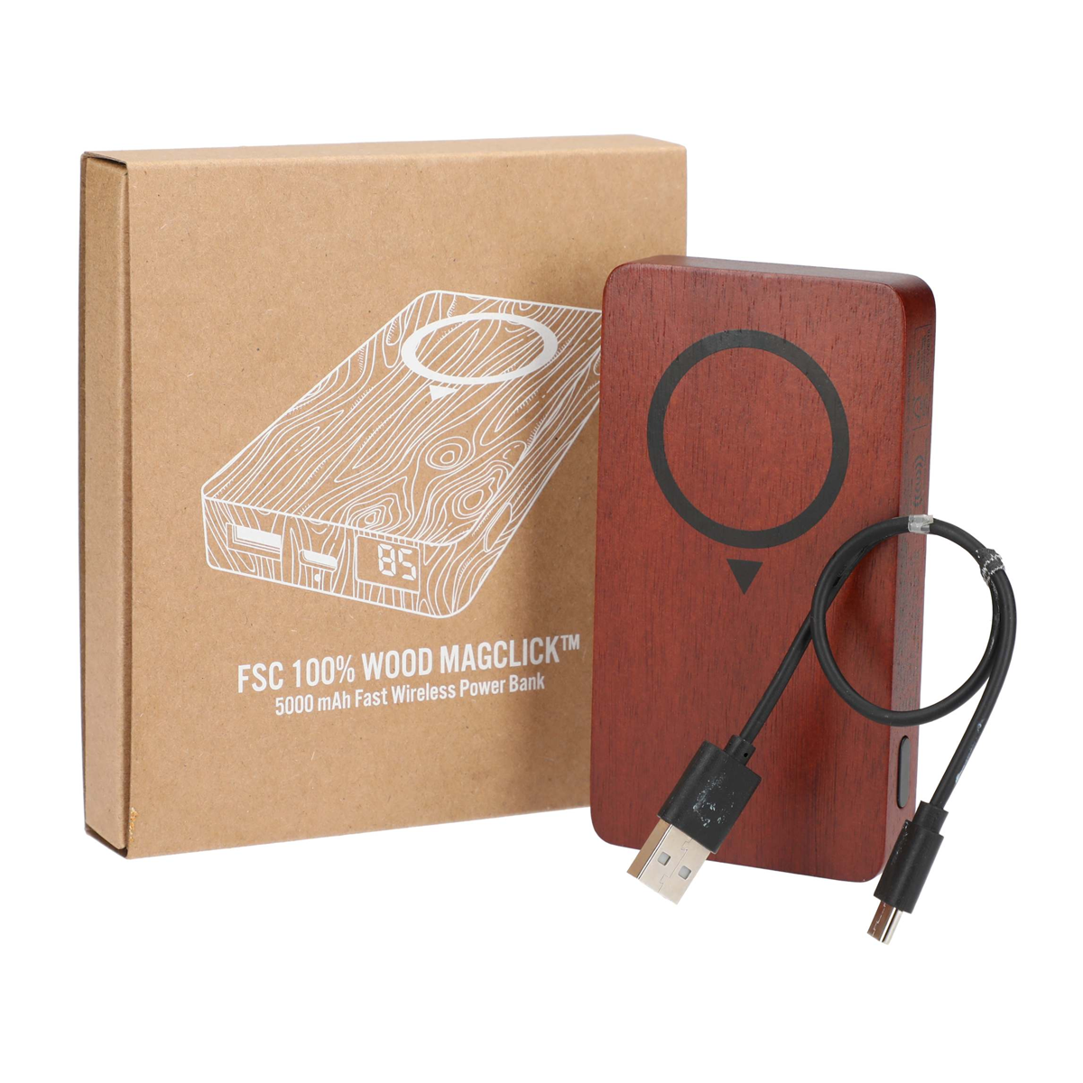 FSC 100% WOOD MAGCLICK FAST WIRELESS POWER BANK