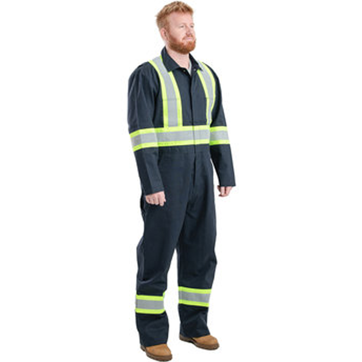 BERNE MEN'S SAFETY STRIPED GASKET UNLINED COVERALL