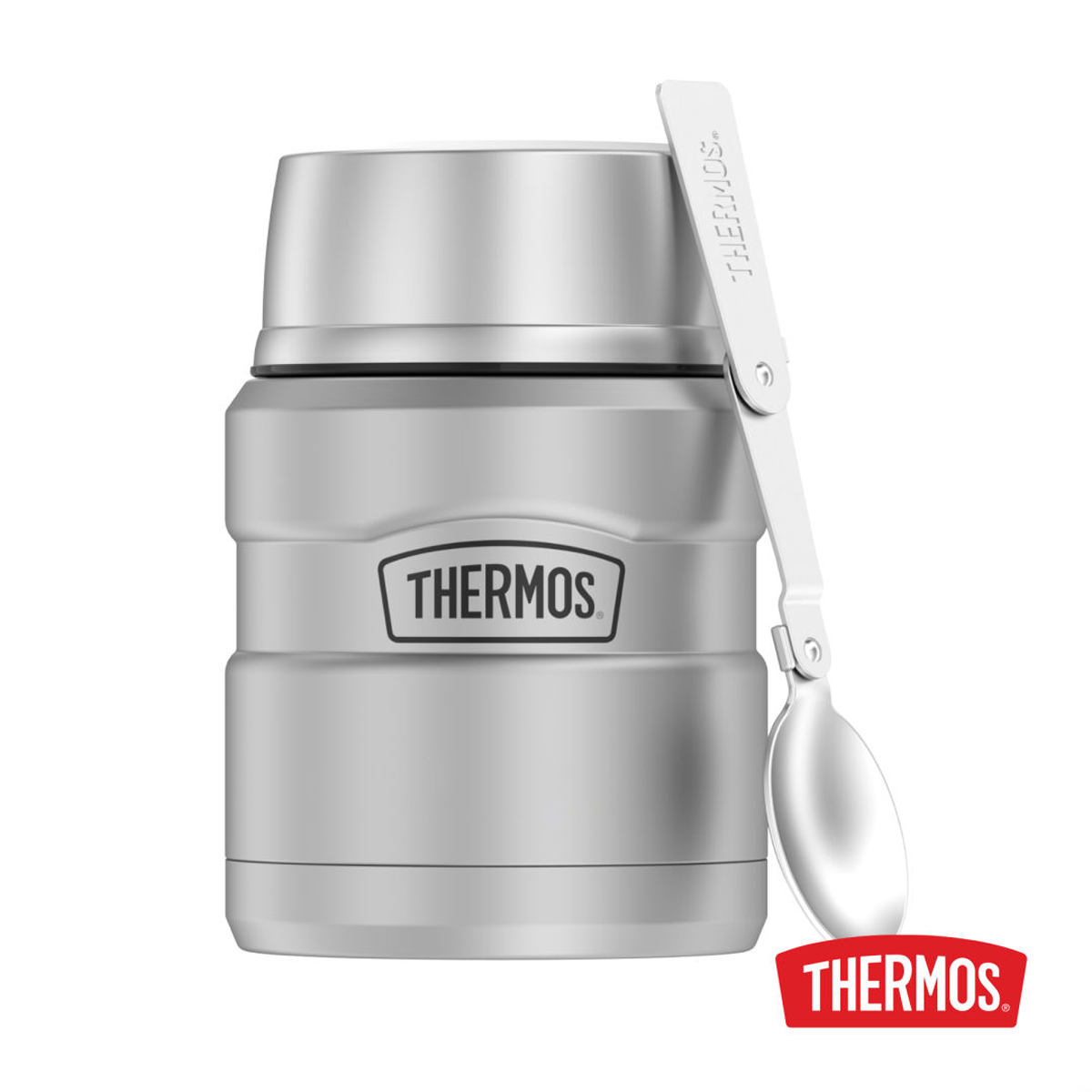 THERMOS KING SS FOOD JAR WITH FOLDING SPOON 16oz