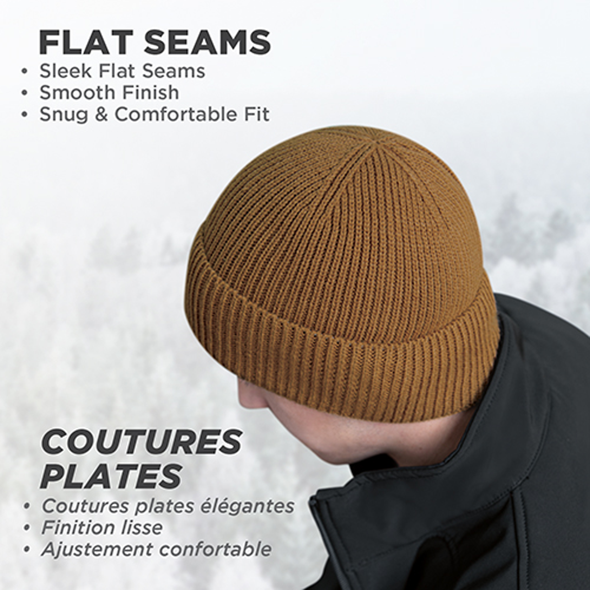 AJM RIB KNIT FLAT SEAM TOQUE