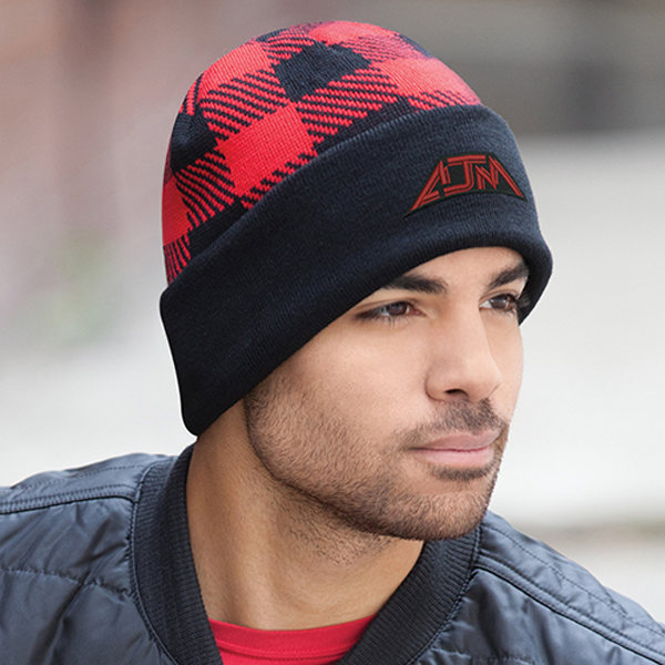 AJM ACRYLIC LUMBERJACK PLAID CUFF TOQUE